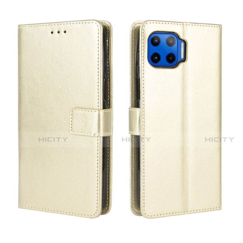 Funda de Cuero Cartera con Soporte Carcasa L01 para Motorola Moto One 5G Oro