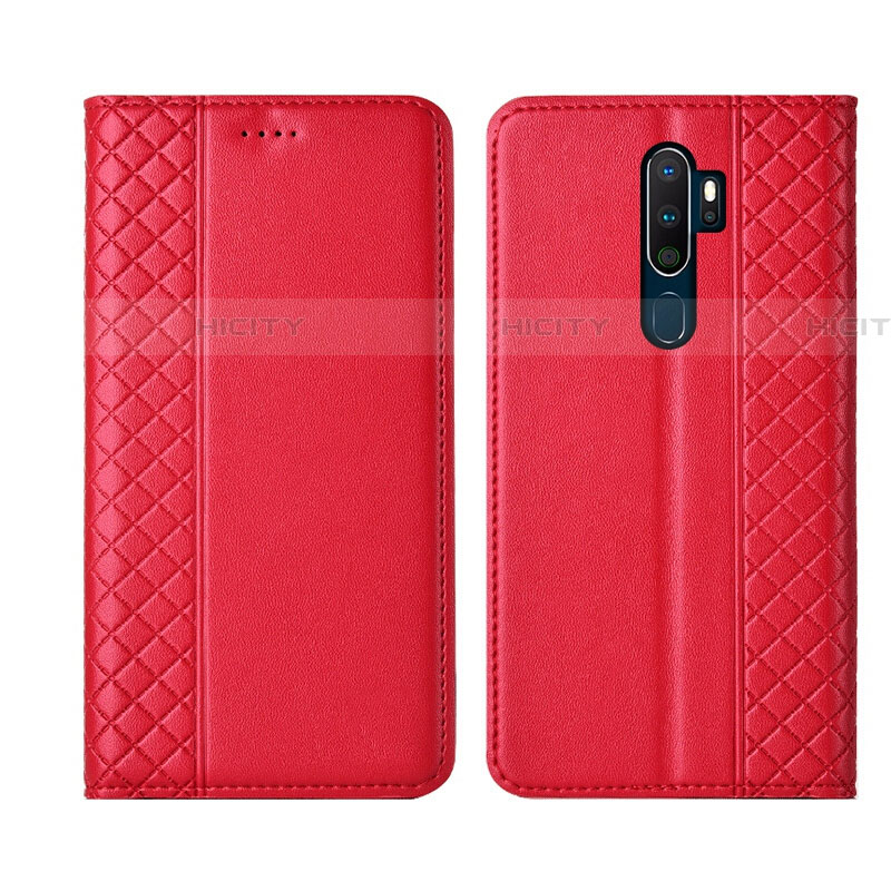 Funda de Cuero Cartera con Soporte Carcasa L01 para Oppo A11 Rojo