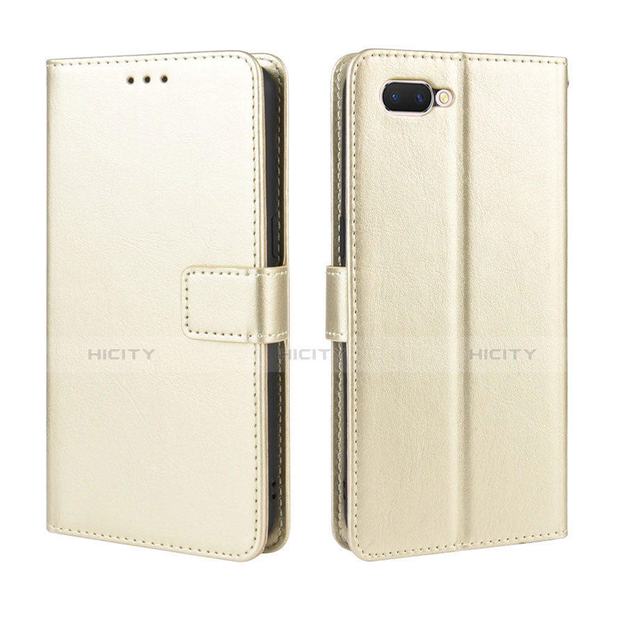 Funda de Cuero Cartera con Soporte Carcasa L01 para Oppo A12e Oro