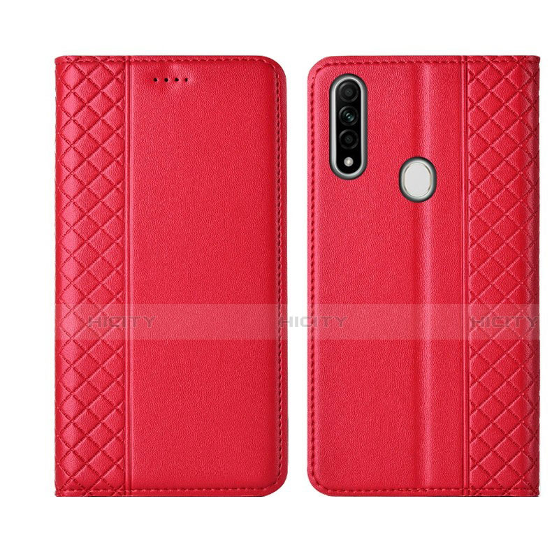 Funda de Cuero Cartera con Soporte Carcasa L01 para Oppo A31 Rojo