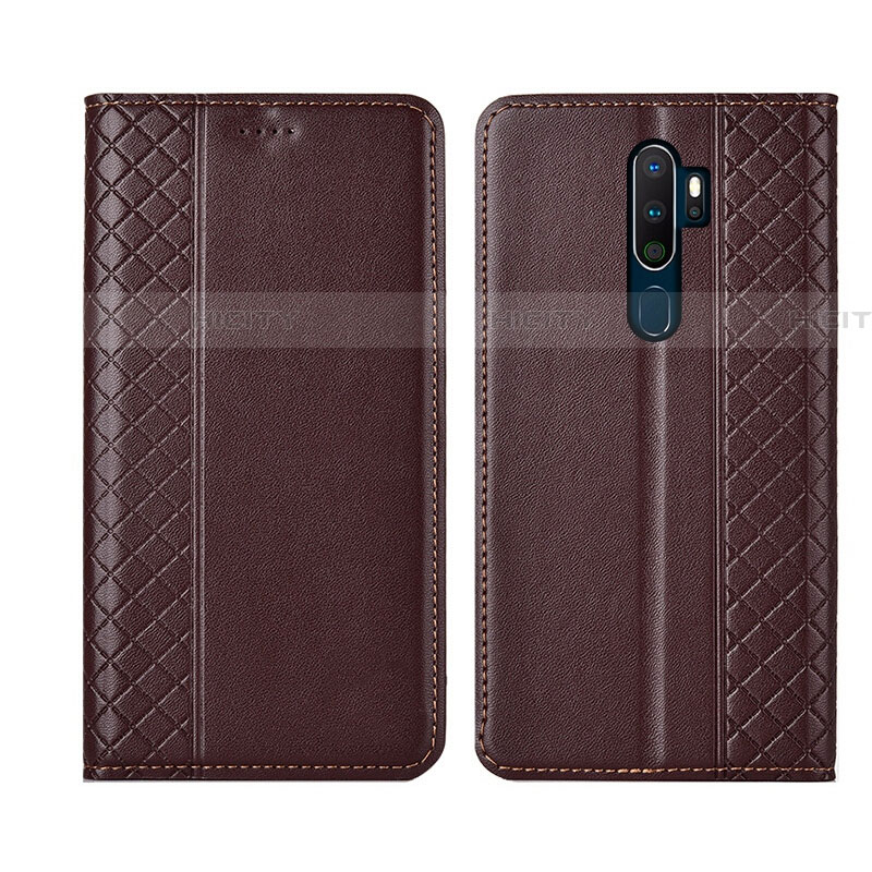 Funda de Cuero Cartera con Soporte Carcasa L01 para Oppo A5 (2020) Marron