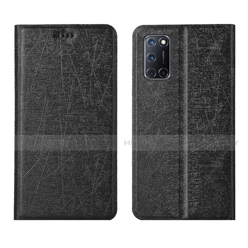 Funda de Cuero Cartera con Soporte Carcasa L01 para Oppo A52 Negro