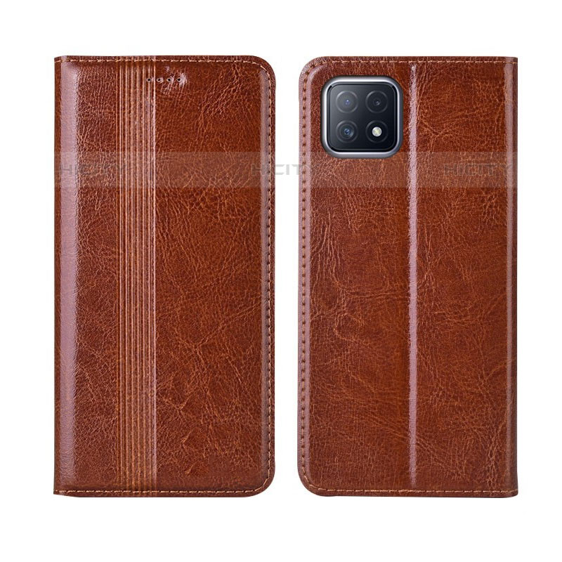 Funda de Cuero Cartera con Soporte Carcasa L01 para Oppo A53 5G Marron Claro