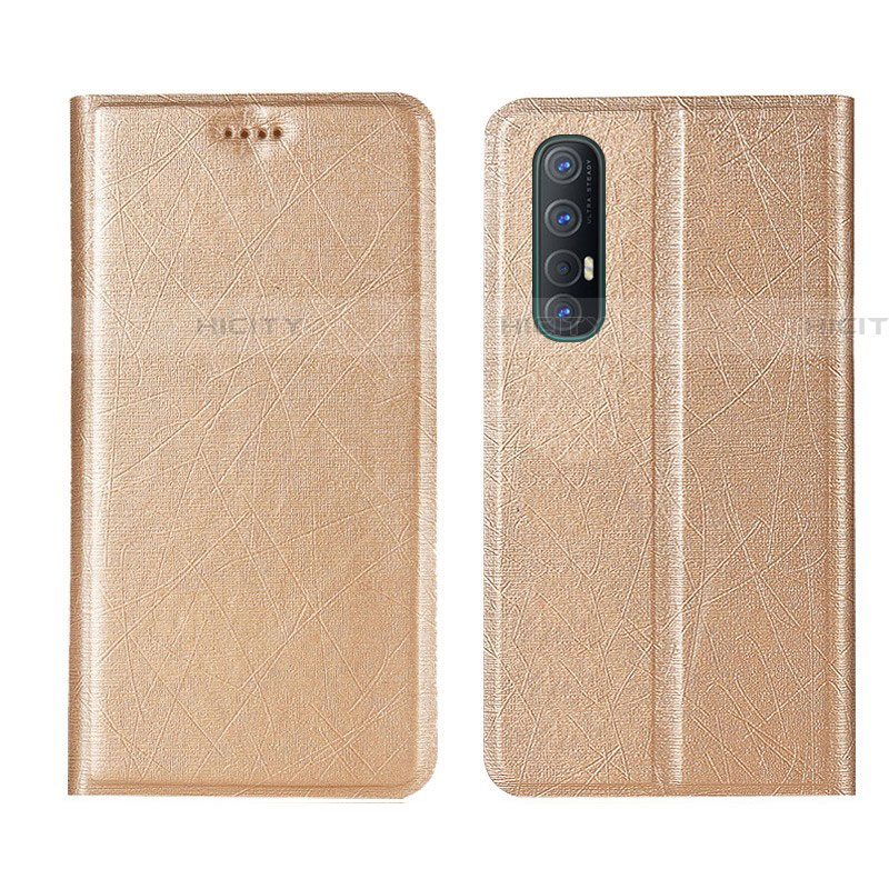 Funda de Cuero Cartera con Soporte Carcasa L01 para Oppo Find X2 Neo Oro