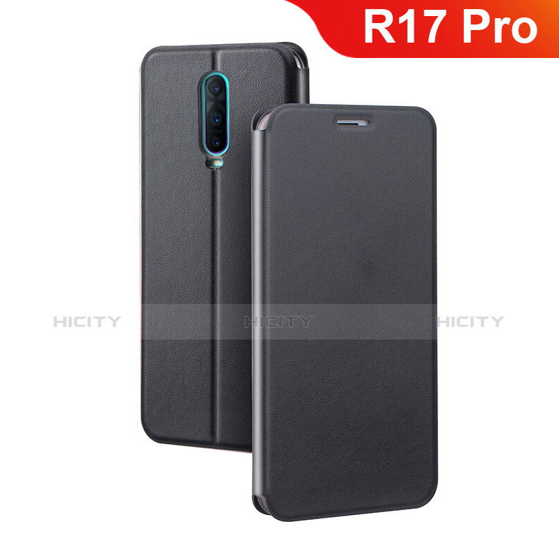 Funda de Cuero Cartera con Soporte Carcasa L01 para Oppo R17 Pro Negro