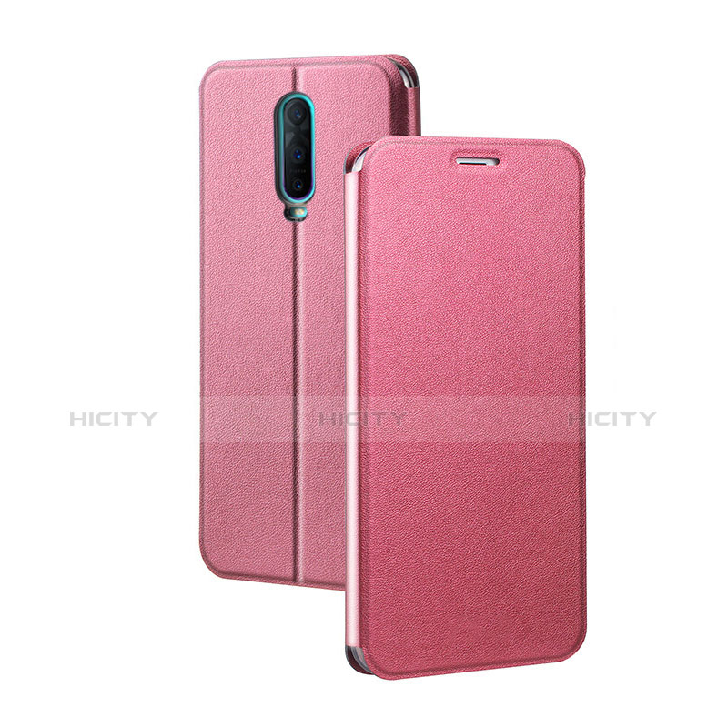 Funda de Cuero Cartera con Soporte Carcasa L01 para Oppo R17 Pro Rojo