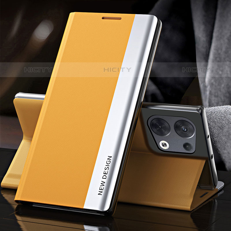 Funda de Cuero Cartera con Soporte Carcasa L01 para Oppo Reno8 Pro 5G Amarillo