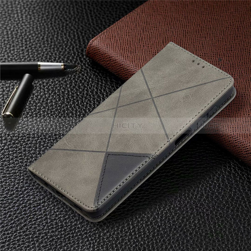 Funda de Cuero Cartera con Soporte Carcasa L01 para Samsung Galaxy A12 Nacho Gris