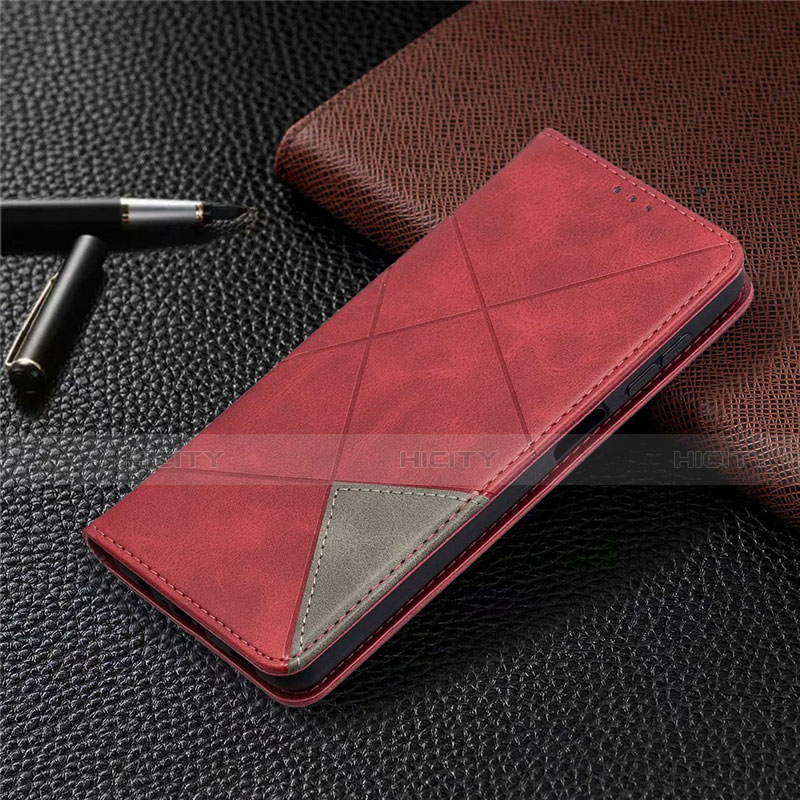 Funda de Cuero Cartera con Soporte Carcasa L01 para Samsung Galaxy A12 Rojo