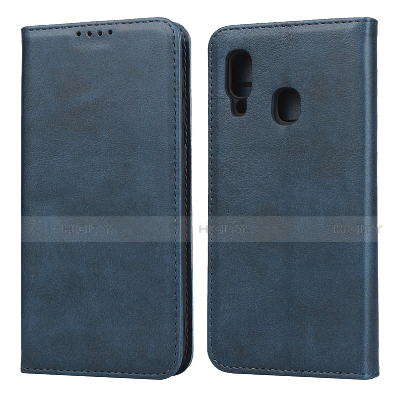 Funda de Cuero Cartera con Soporte Carcasa L01 para Samsung Galaxy A20e Azul