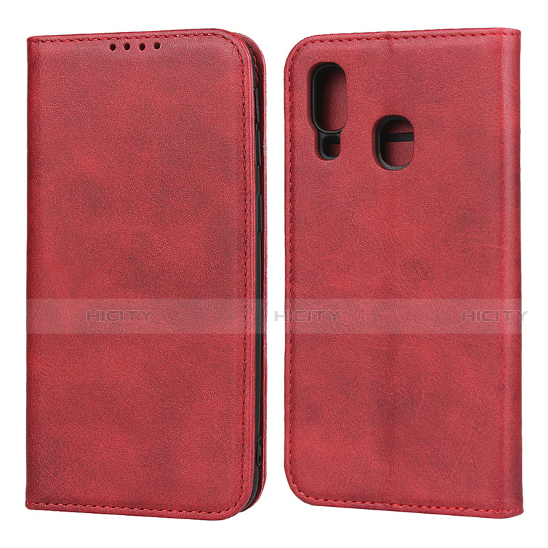 Funda de Cuero Cartera con Soporte Carcasa L01 para Samsung Galaxy A40 Rojo