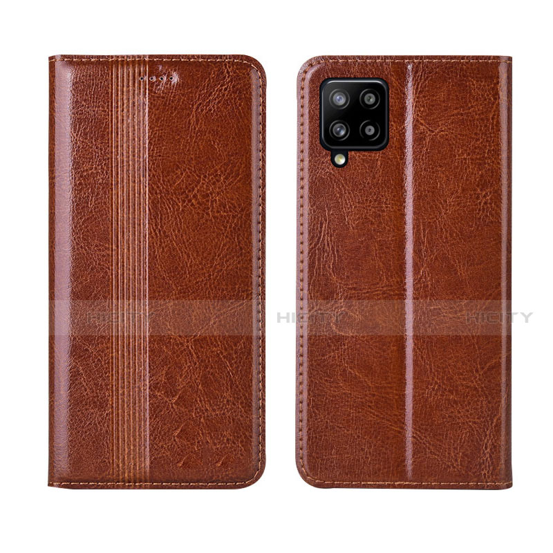 Funda de Cuero Cartera con Soporte Carcasa L01 para Samsung Galaxy A42 5G Marron Claro