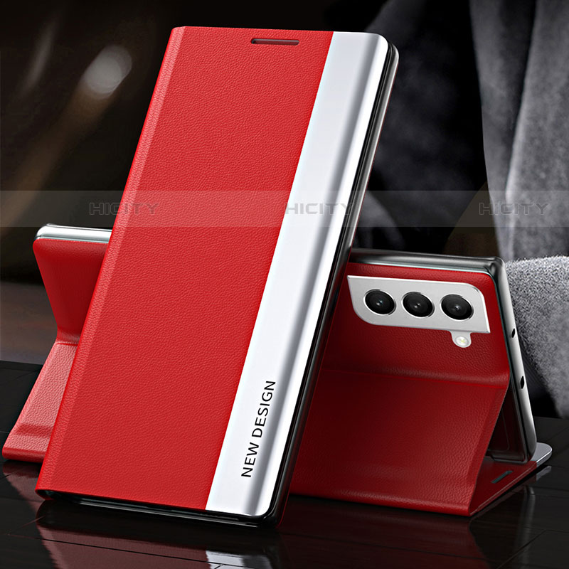 Funda de Cuero Cartera con Soporte Carcasa L01 para Samsung Galaxy S21 FE 5G Rojo