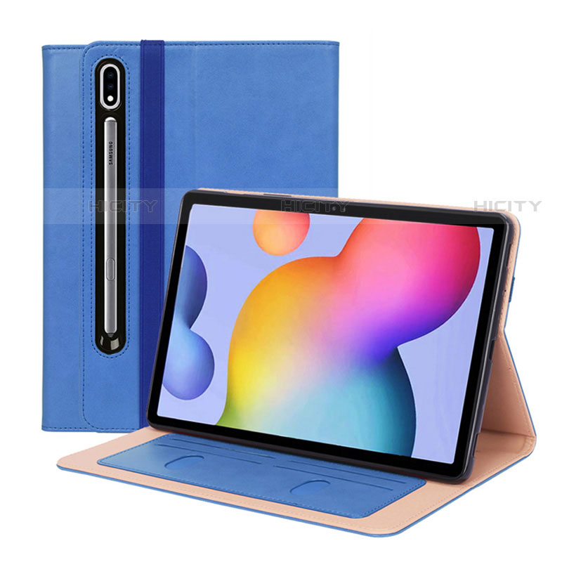 Funda de Cuero Cartera con Soporte Carcasa L01 para Samsung Galaxy Tab S7 11 Wi-Fi SM-T870 Azul