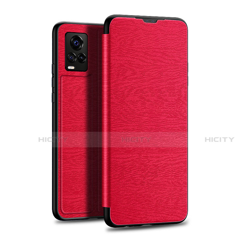 Funda de Cuero Cartera con Soporte Carcasa L01 para Vivo V20 Pro 5G Rojo