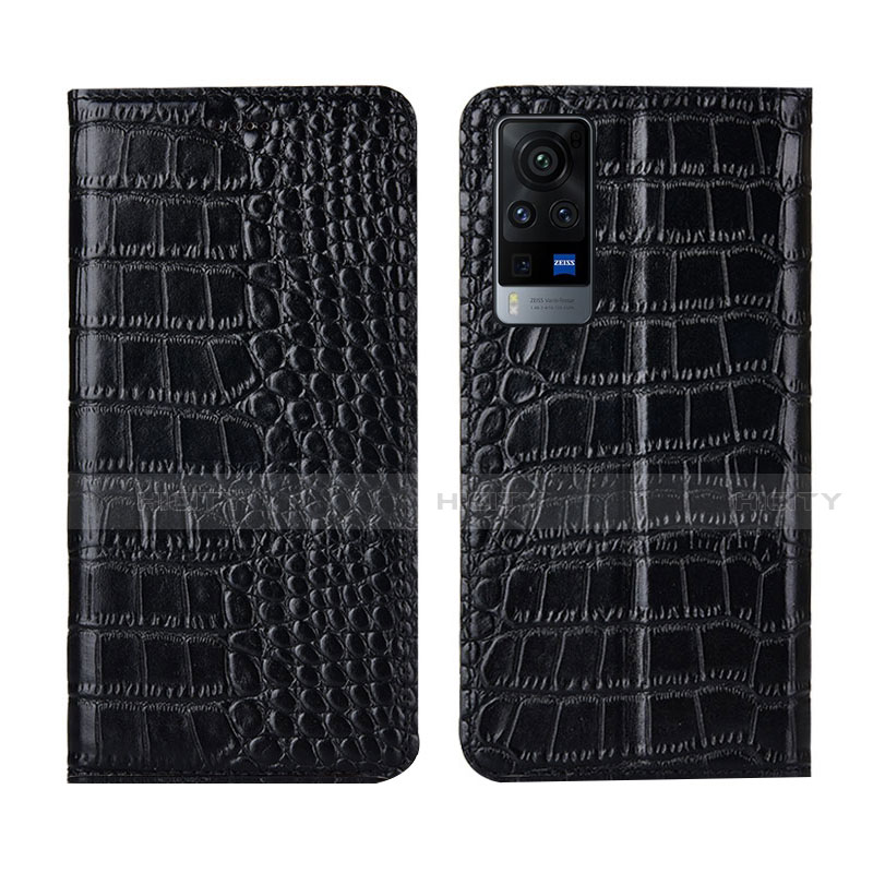 Funda de Cuero Cartera con Soporte Carcasa L01 para Vivo X60 5G Negro