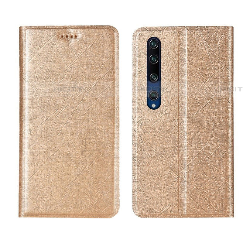 Funda de Cuero Cartera con Soporte Carcasa L01 para Xiaomi Mi 10 Oro