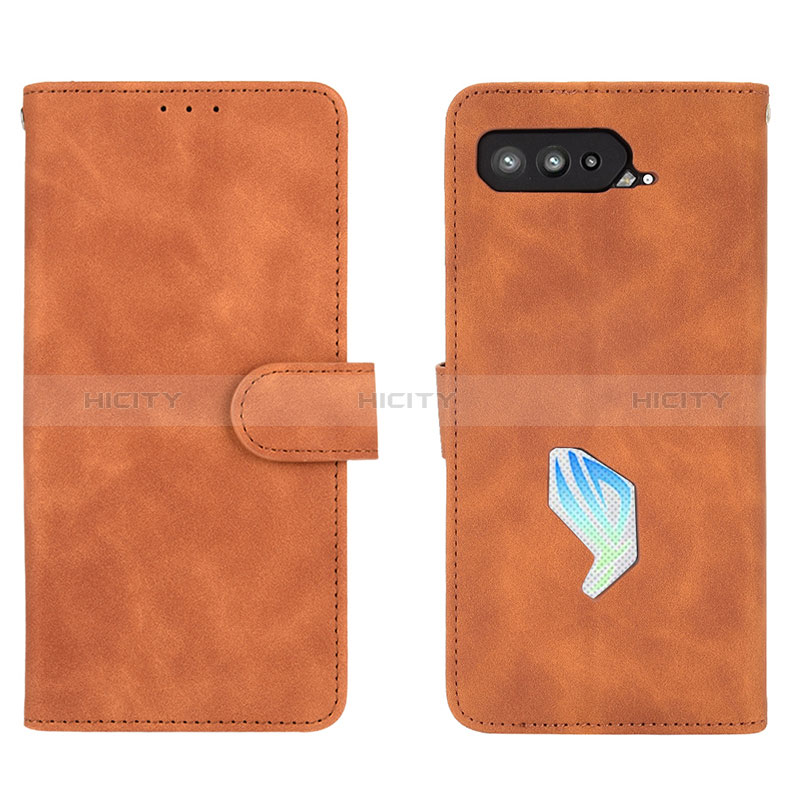 Funda de Cuero Cartera con Soporte Carcasa L01Z para Asus ROG Phone 5 Ultimate Marron