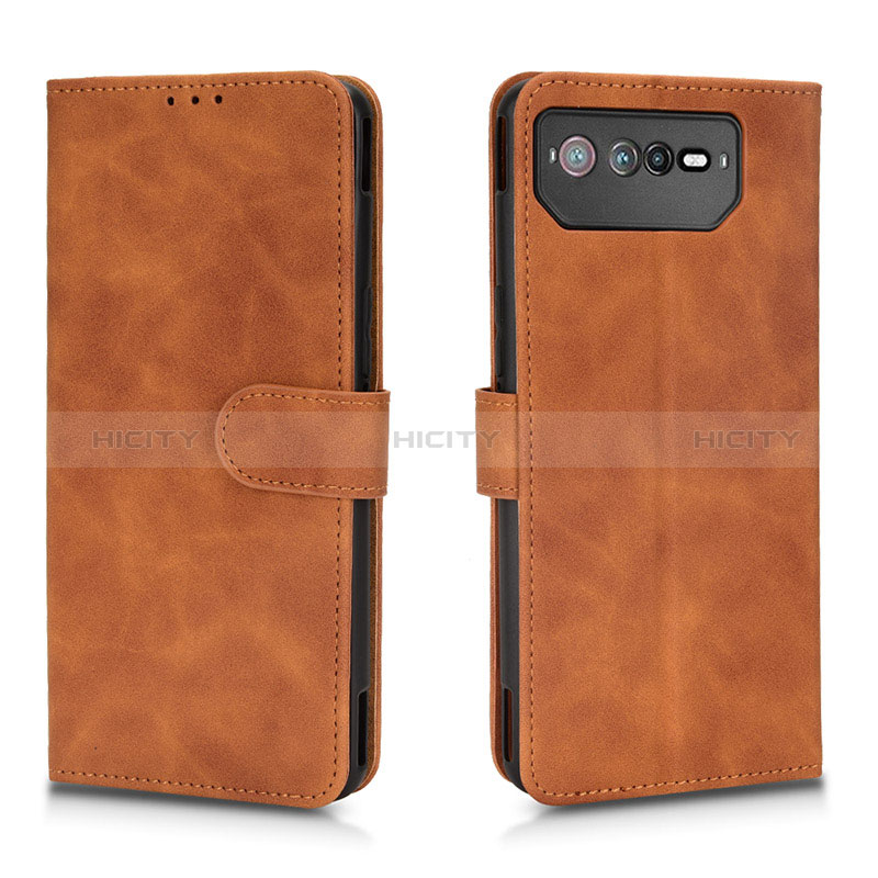 Funda de Cuero Cartera con Soporte Carcasa L01Z para Asus ROG Phone 6 Pro Marron