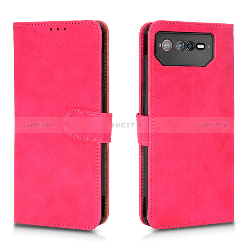 Funda de Cuero Cartera con Soporte Carcasa L01Z para Asus ROG Phone 6 Rosa Roja