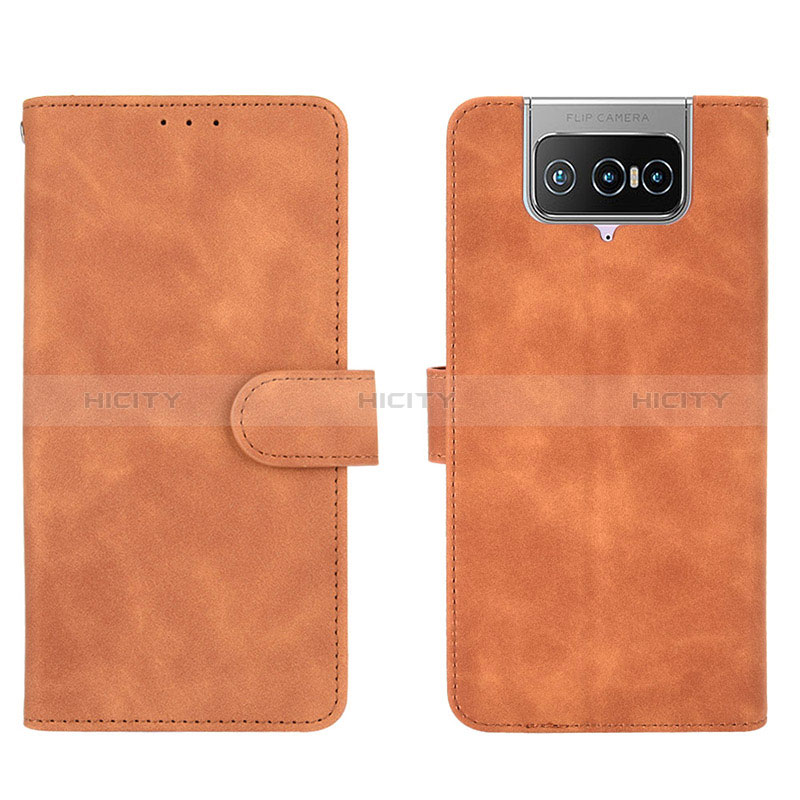 Funda de Cuero Cartera con Soporte Carcasa L01Z para Asus ZenFone 8 Flip ZS672KS Marron