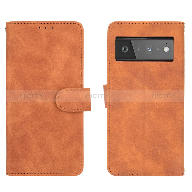 Funda de Cuero Cartera con Soporte Carcasa L01Z para Google Pixel 6 5G Marron