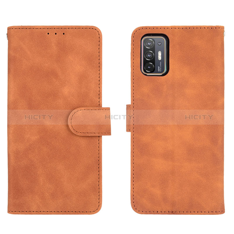 Funda de Cuero Cartera con Soporte Carcasa L01Z para HTC Desire 21 Pro 5G Marron