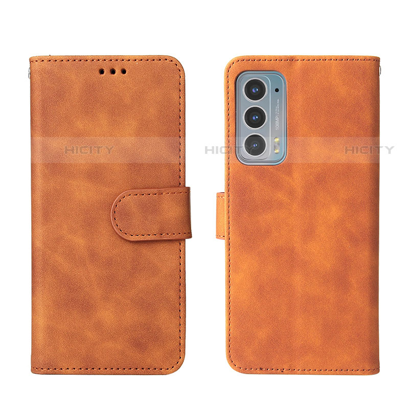 Funda de Cuero Cartera con Soporte Carcasa L01Z para Motorola Moto Edge 20 5G Marron