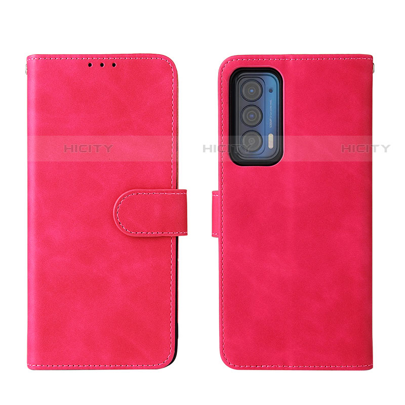 Funda de Cuero Cartera con Soporte Carcasa L01Z para Motorola Moto Edge (2021) 5G Rosa Roja