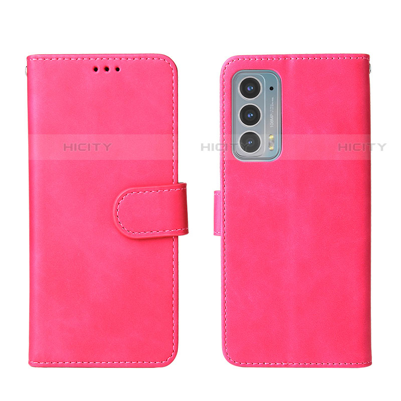 Funda de Cuero Cartera con Soporte Carcasa L01Z para Motorola Moto Edge Lite 5G Rosa Roja