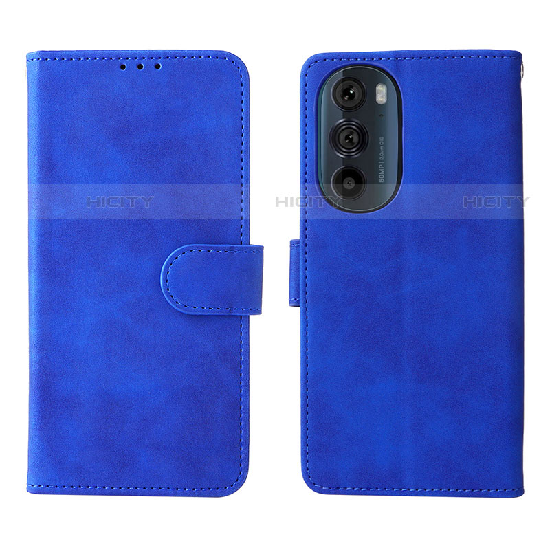 Funda de Cuero Cartera con Soporte Carcasa L01Z para Motorola Moto Edge Plus (2022) 5G Azul