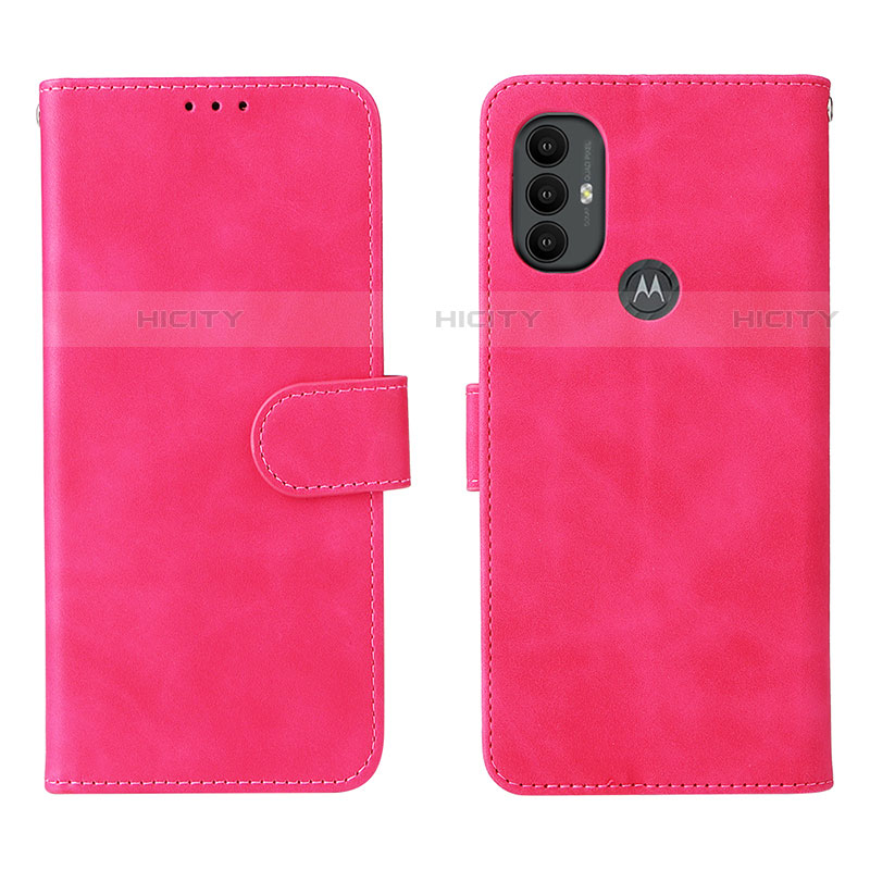 Funda de Cuero Cartera con Soporte Carcasa L01Z para Motorola Moto G Power (2022) Rosa Roja