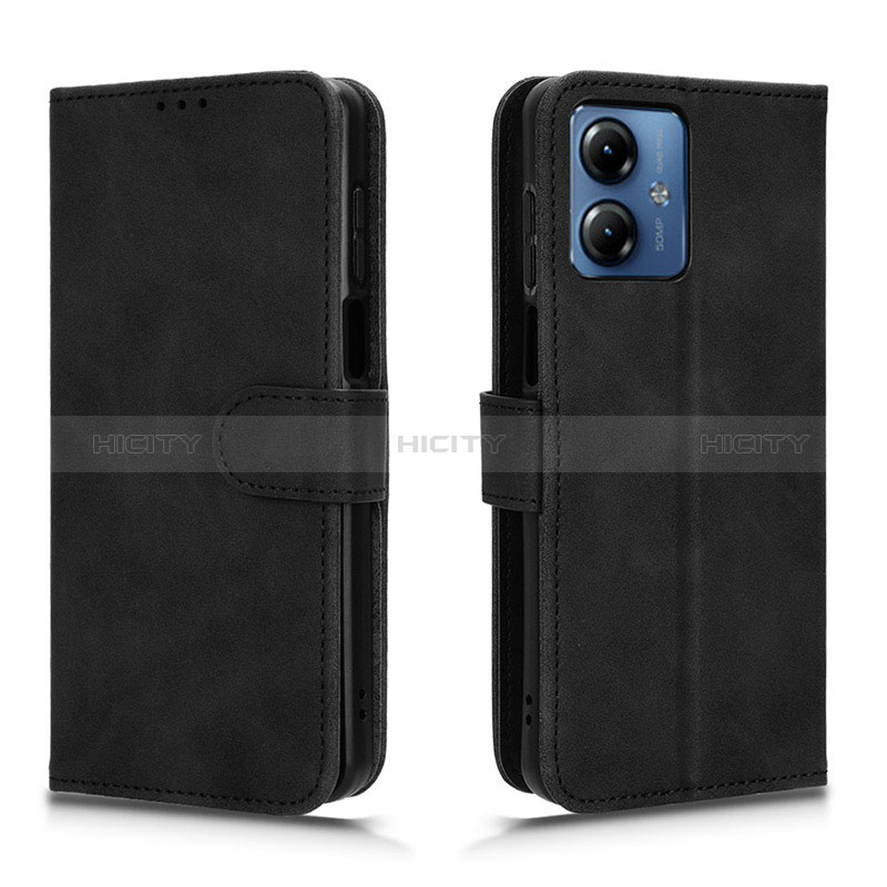 Funda de Cuero Cartera con Soporte Carcasa L01Z para Motorola Moto G14 Negro