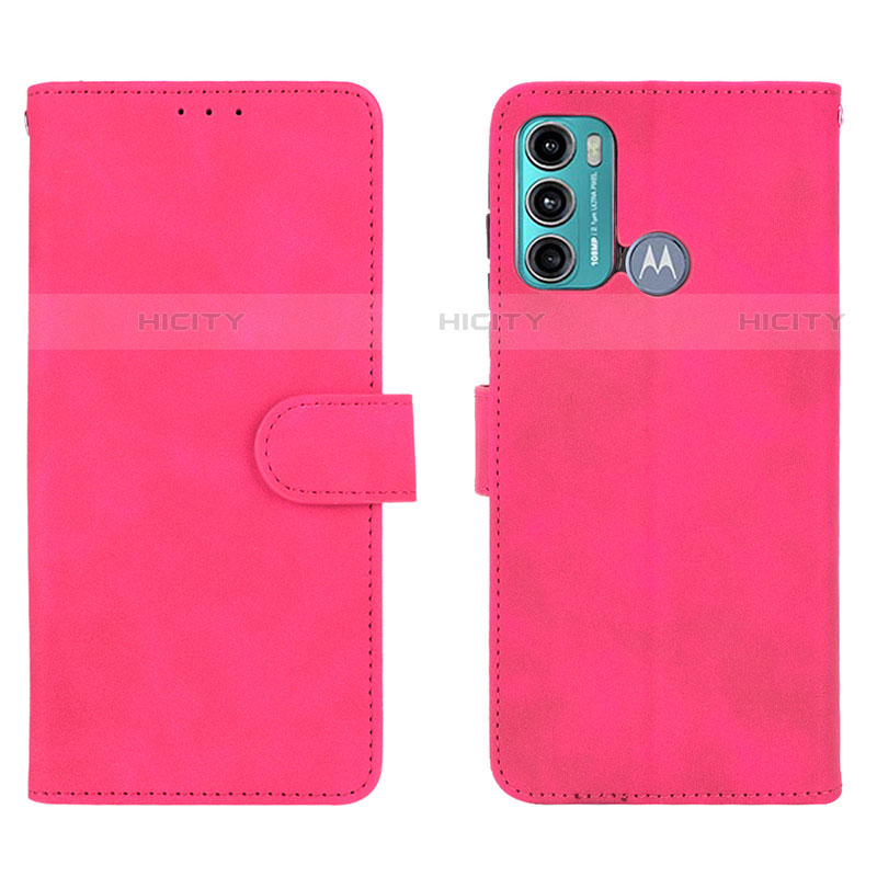 Funda de Cuero Cartera con Soporte Carcasa L01Z para Motorola Moto G40 Fusion Rosa Roja