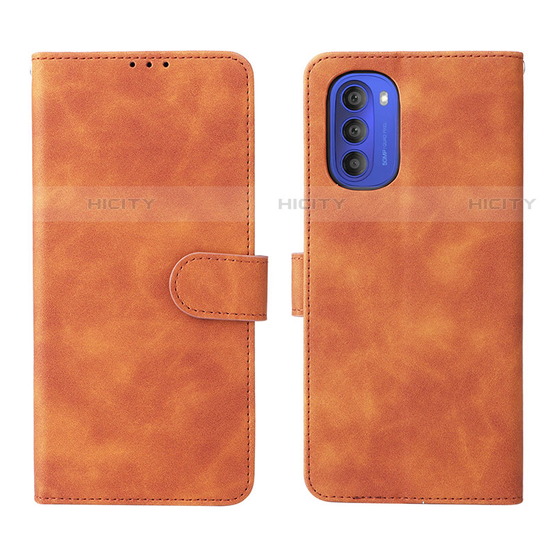 Funda de Cuero Cartera con Soporte Carcasa L01Z para Motorola Moto G51 5G Marron