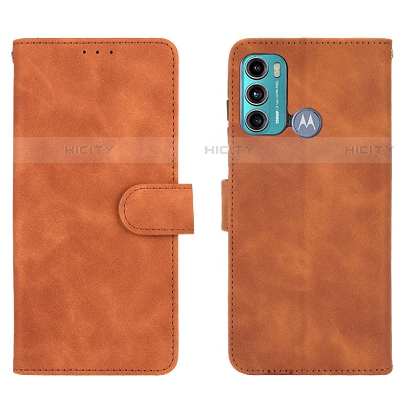 Funda de Cuero Cartera con Soporte Carcasa L01Z para Motorola Moto G60 Marron