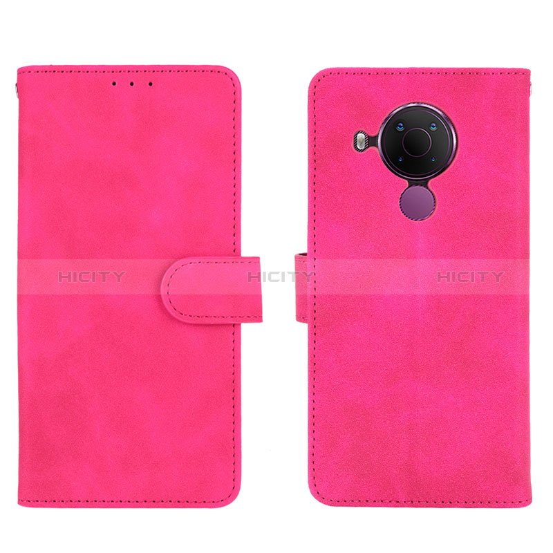 Funda de Cuero Cartera con Soporte Carcasa L01Z para Nokia 5.4 Rosa Roja