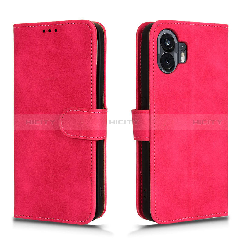 Funda de Cuero Cartera con Soporte Carcasa L01Z para Nothing Phone 2 Rosa Roja