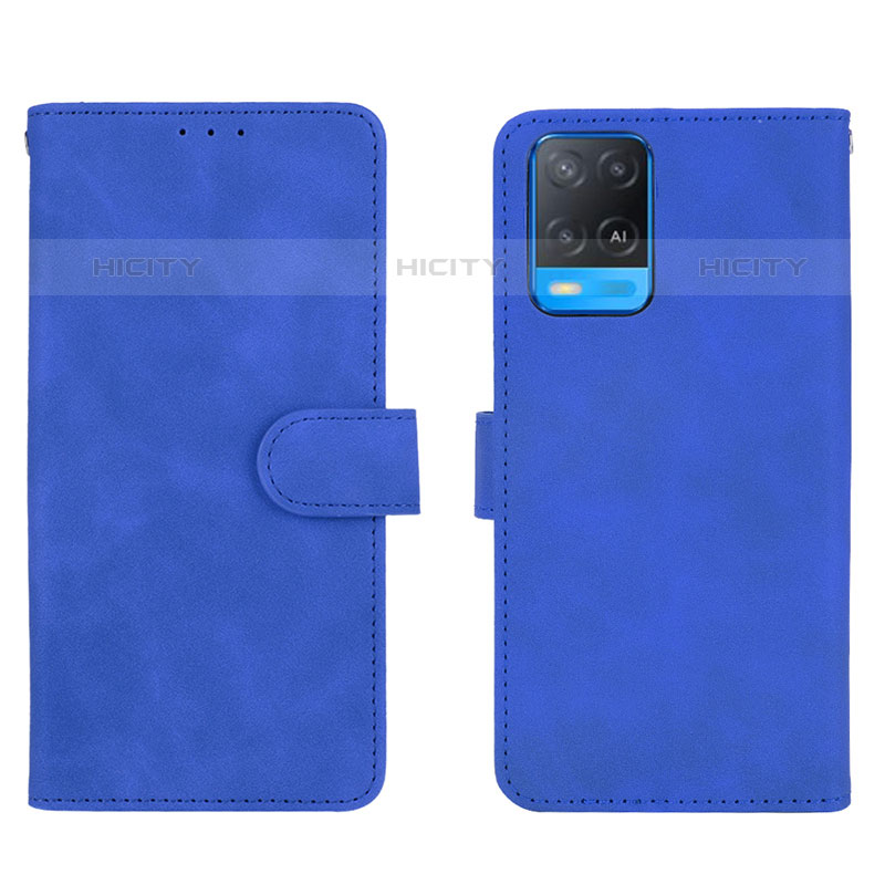 Funda de Cuero Cartera con Soporte Carcasa L01Z para Oppo A54 4G Azul