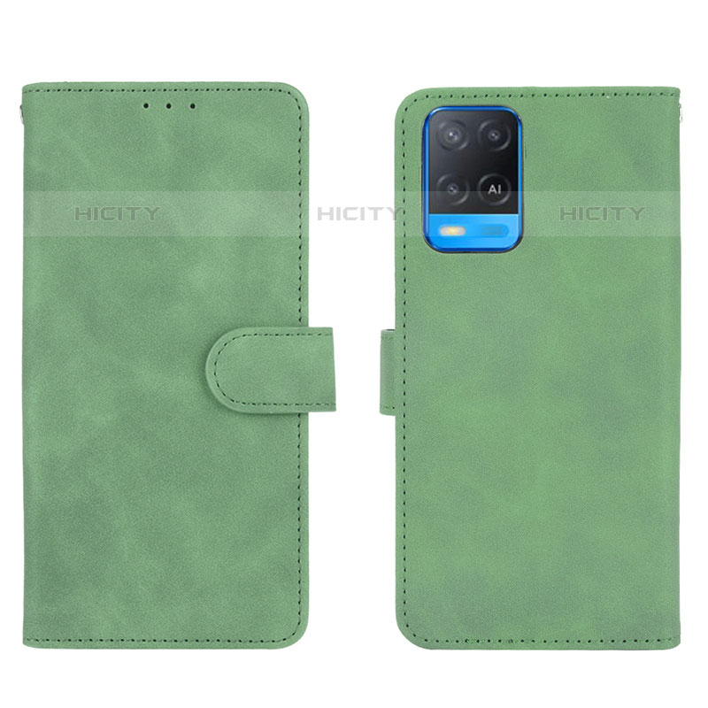 Funda de Cuero Cartera con Soporte Carcasa L01Z para Oppo A54 4G Verde