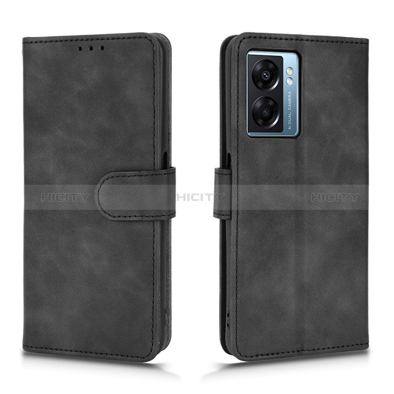 Funda de Cuero Cartera con Soporte Carcasa L01Z para Oppo A56S 5G Negro