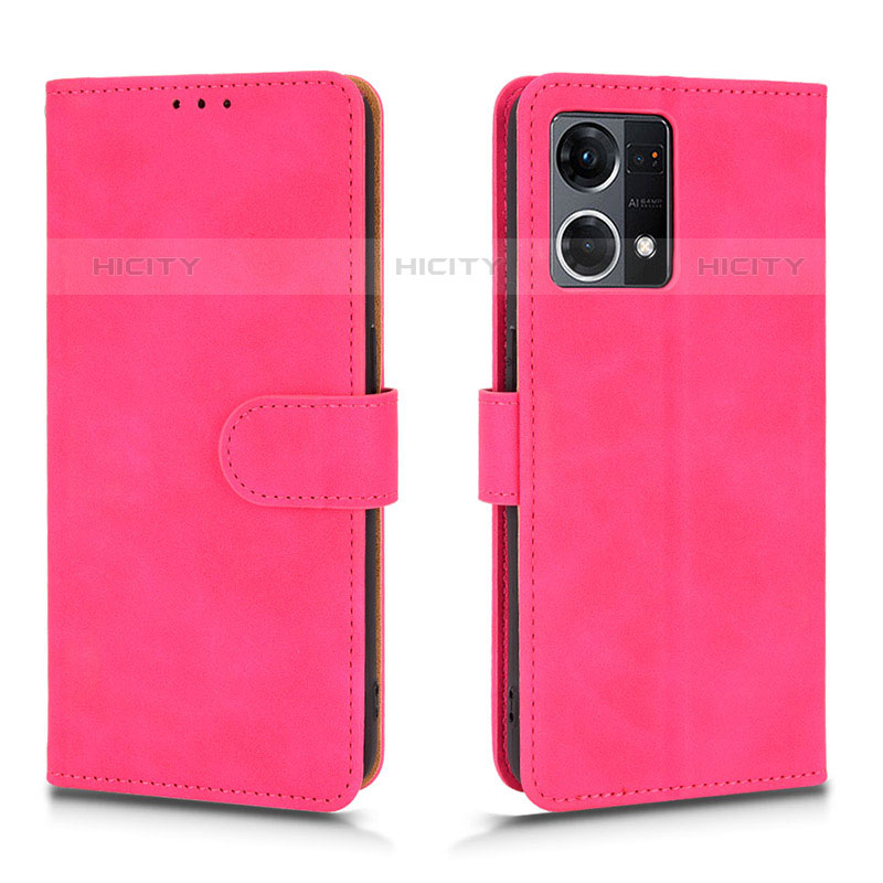 Funda de Cuero Cartera con Soporte Carcasa L01Z para Oppo F21 Pro 4G Rosa Roja