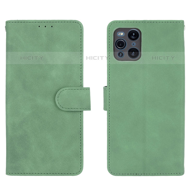 Funda de Cuero Cartera con Soporte Carcasa L01Z para Oppo Find X3 Pro 5G Verde