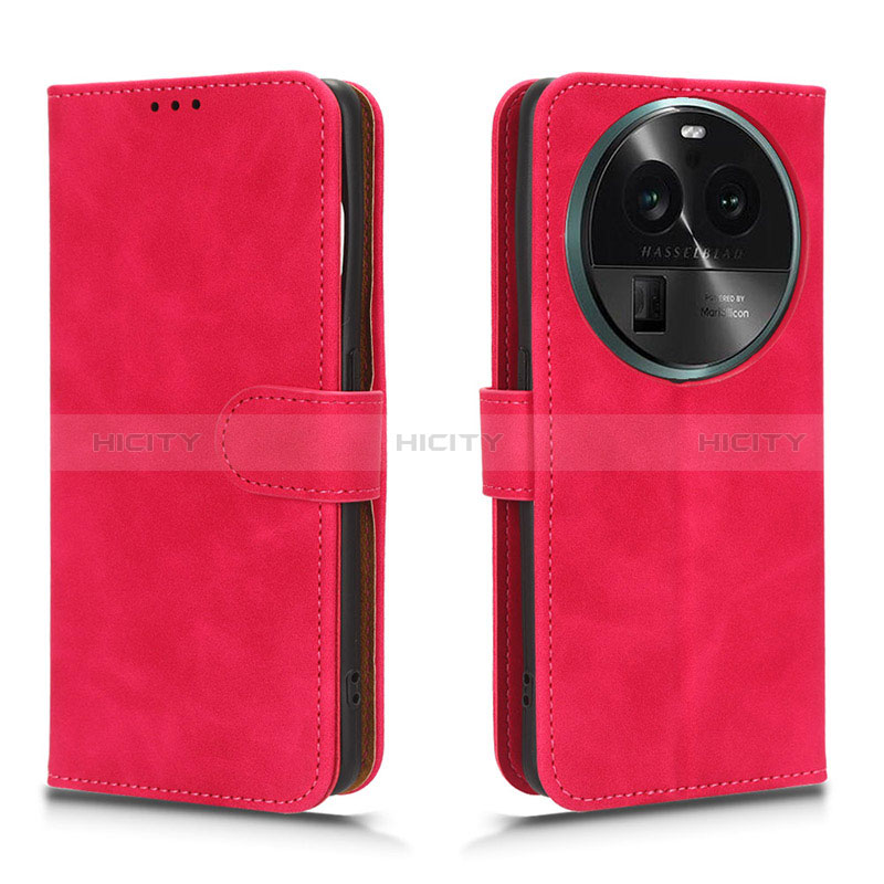 Funda de Cuero Cartera con Soporte Carcasa L01Z para Oppo Find X6 5G Rosa Roja