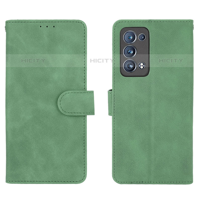 Funda de Cuero Cartera con Soporte Carcasa L01Z para Oppo Reno6 Pro 5G Verde