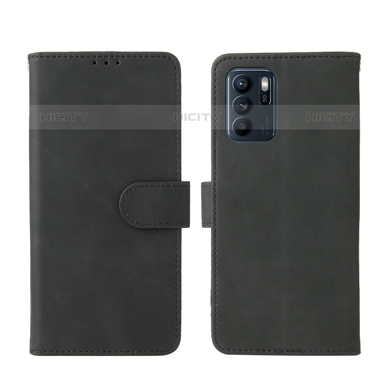 Funda de Cuero Cartera con Soporte Carcasa L01Z para Oppo Reno6 Z 5G Negro