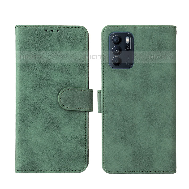 Funda de Cuero Cartera con Soporte Carcasa L01Z para Oppo Reno6 Z 5G Verde