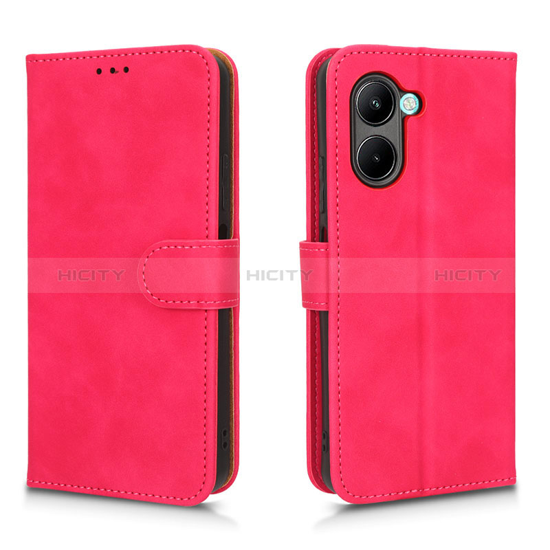 Funda de Cuero Cartera con Soporte Carcasa L01Z para Realme C33 (2023) Rosa Roja