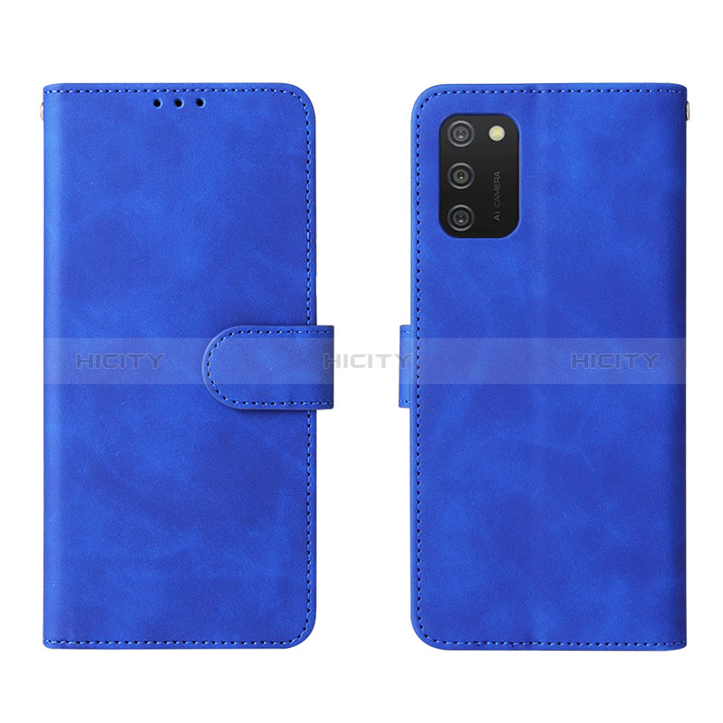 Funda de Cuero Cartera con Soporte Carcasa L01Z para Samsung Galaxy A02s Azul