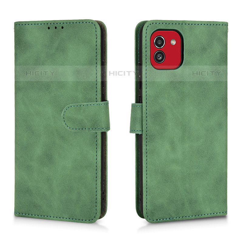 Funda de Cuero Cartera con Soporte Carcasa L01Z para Samsung Galaxy A03 Verde